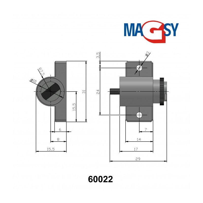 Magnet mobilier reglabil cu magnet de neodim, alb