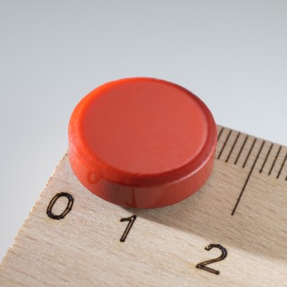 Magnet rotund colorat diam.16x5 roșu