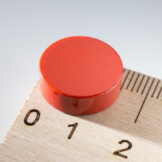 Magnet mai puternic rotund colorat diam.15x5 roșu