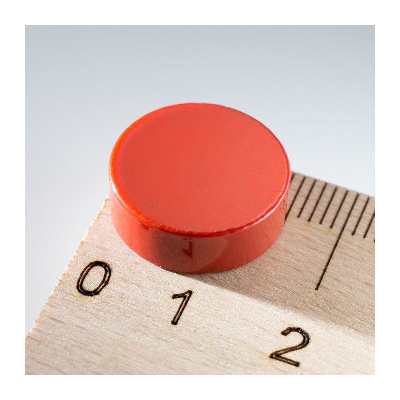 Magnet mai puternic rotund colorat diam.15x5 roșu