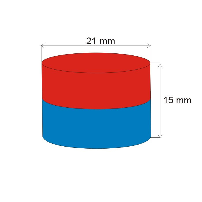 Magnet neodim cilindru cu diam.21x15 N 80 °C, VMM4-N35
