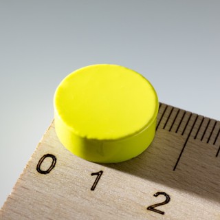 Magnet mai puternic rotund colorat diam.15x5 galben