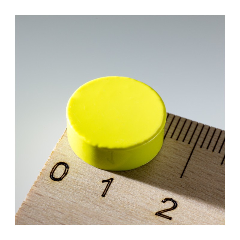 Magnet mai puternic rotund colorat diam.15x5 galben