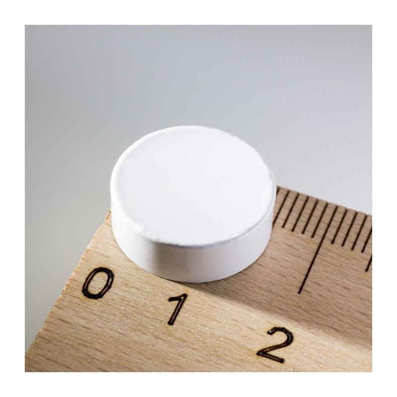 Magnet mai puternic rotund colorat diam.15x5 alb