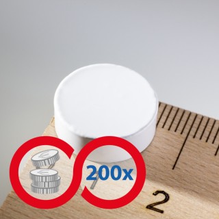 Magnet mai puternic rotund colorat diam.15x5 alb - set 200 buc