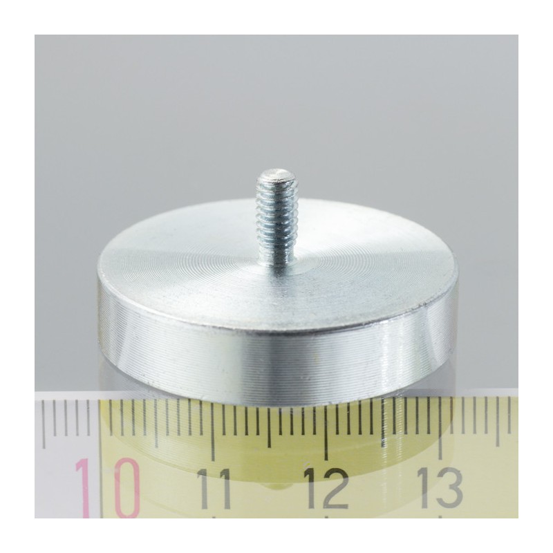 Magnet oală cu coadă, diam. 32 x înălțime 7 mm cu filet exterior M4, înălțime filet 8 mm