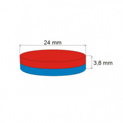 Magnet neodim cilindru cu diam.24,8x3,8 N 80 °C, VMM4