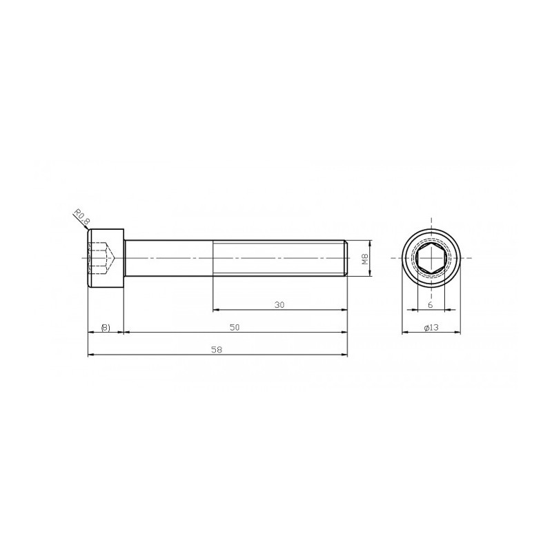 Șurub din oțel inoxidabil M8x50 / inbus