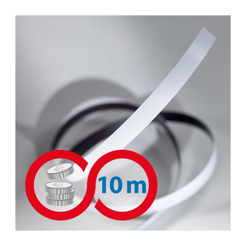 Bandă magnetică 10x0,6 mm alb - lungime 10 m
