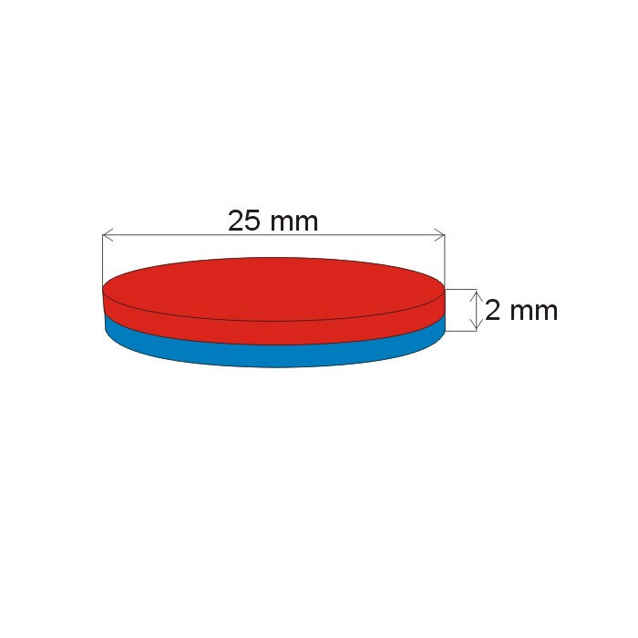 Magnet neodim cilindru cu diam.25x2 N 80 °C, VMM4-N35