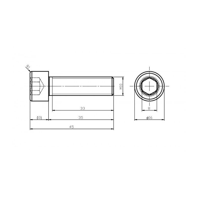 Șurub din oțel inoxidabil M10x35 / inbus