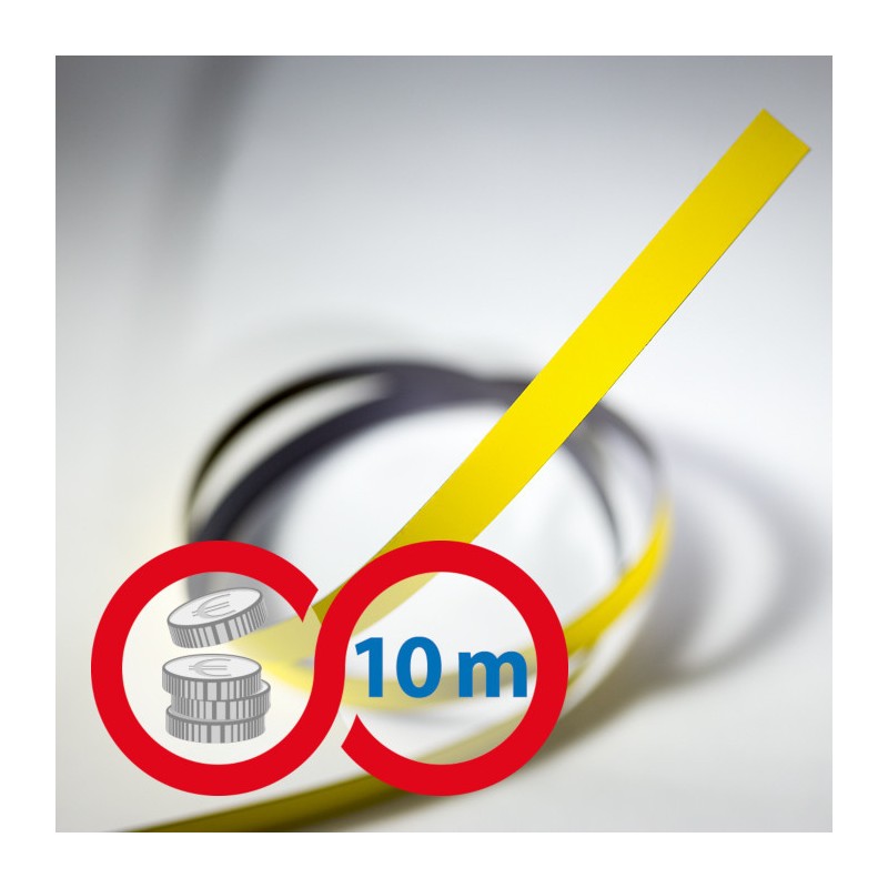 Bandă magnetică 10x0,6 mm galbenă - lungime 10 m