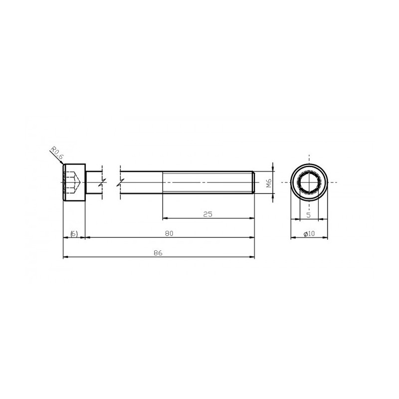 Șurub din oțel inoxidabil M6x80 / inbus