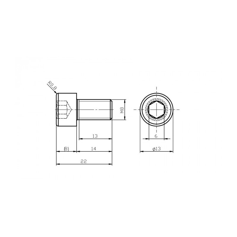 Șurub din oțel inoxidabil M8x14 / inbus