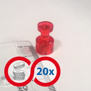 Magnet puternic conic colorat diam.10x17,5 - roșu - set 20 buc