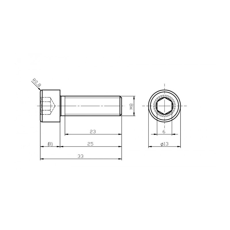 Șurub din oțel inoxidabil M8x25 / inbus