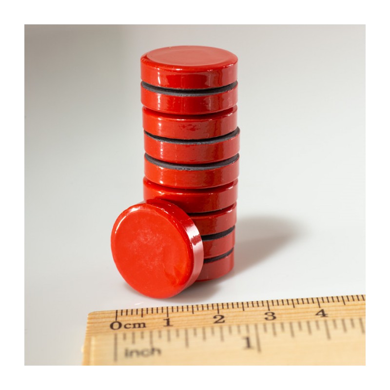 Set magneți colorați ambalați diam.20x5 roșii