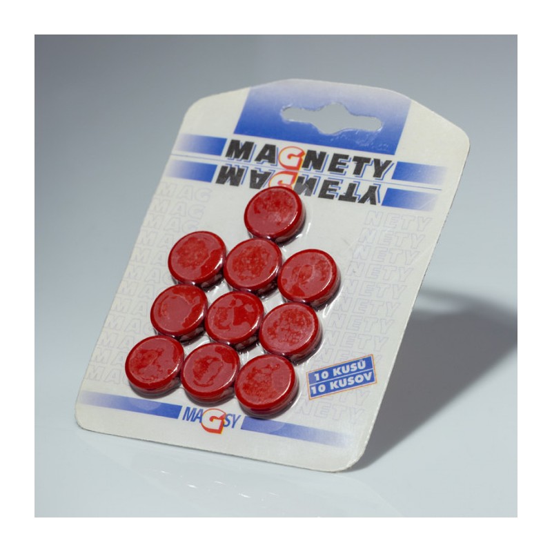 Set magneți colorați ambalați diam.20x5 roșii