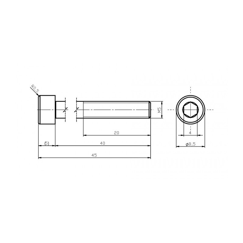Șurub din oțel inoxidabil M5x40 / inbus