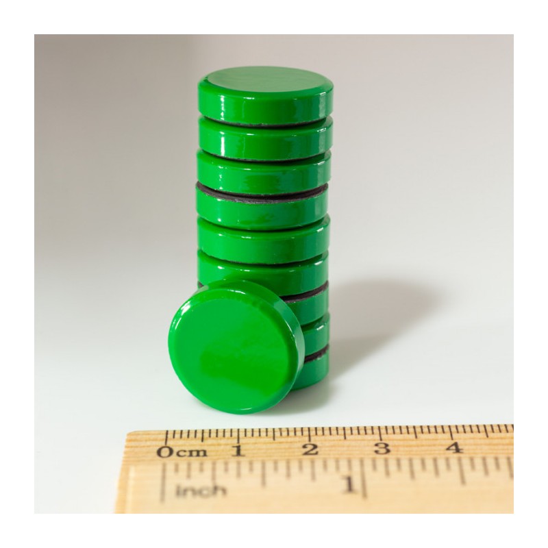 Set magneți colorați ambalați diam.20x5 verzi