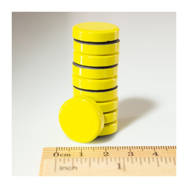 Set magneți colorați ambalați diam.20x5 galbene
