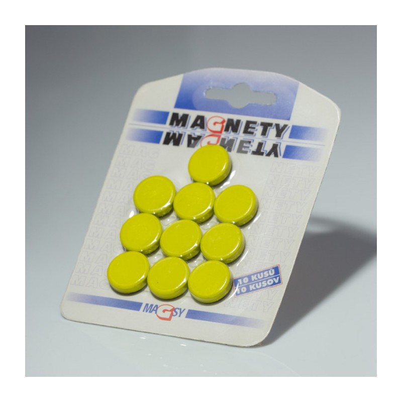 Set magneți colorați ambalați diam.20x5 galbene