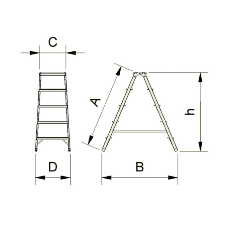 Scară dublă din aluminiu - ALVE FORTE PROFI tip 9403 – 3 trepte/fuscei