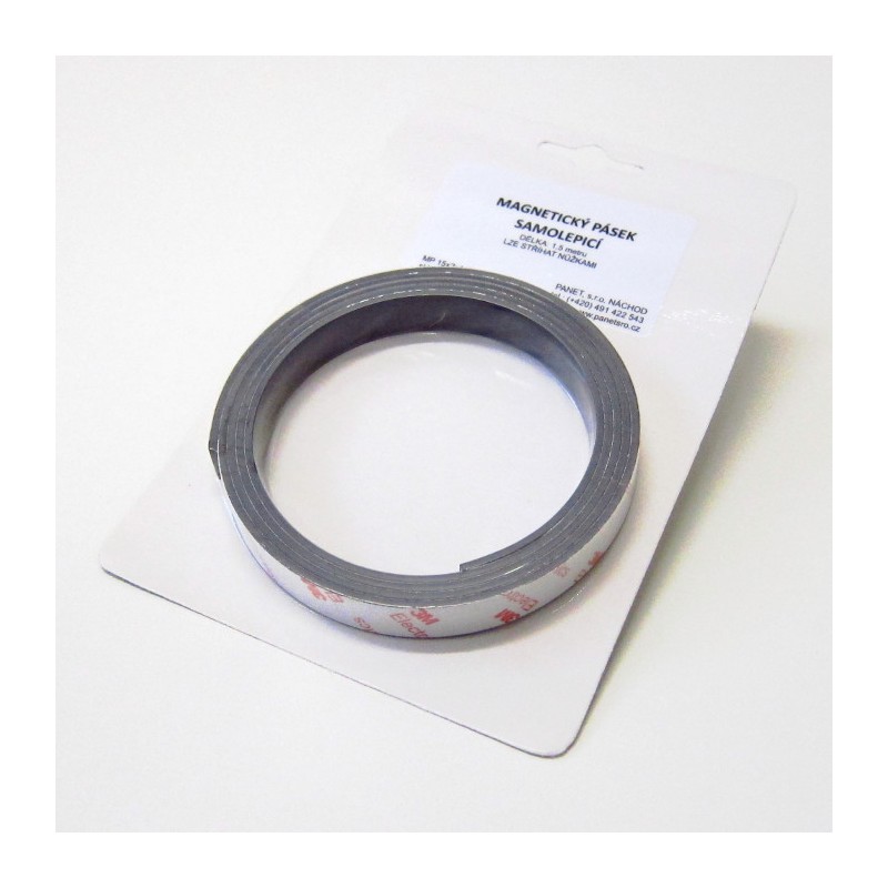Bandă magnetică cu autoadeziv puternic 15x2 mm x 1,5 m - în blister