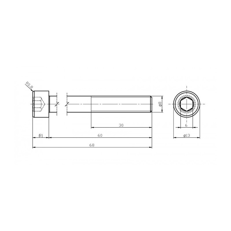 Șurub din oțel inoxidabil M8x60 / inbus