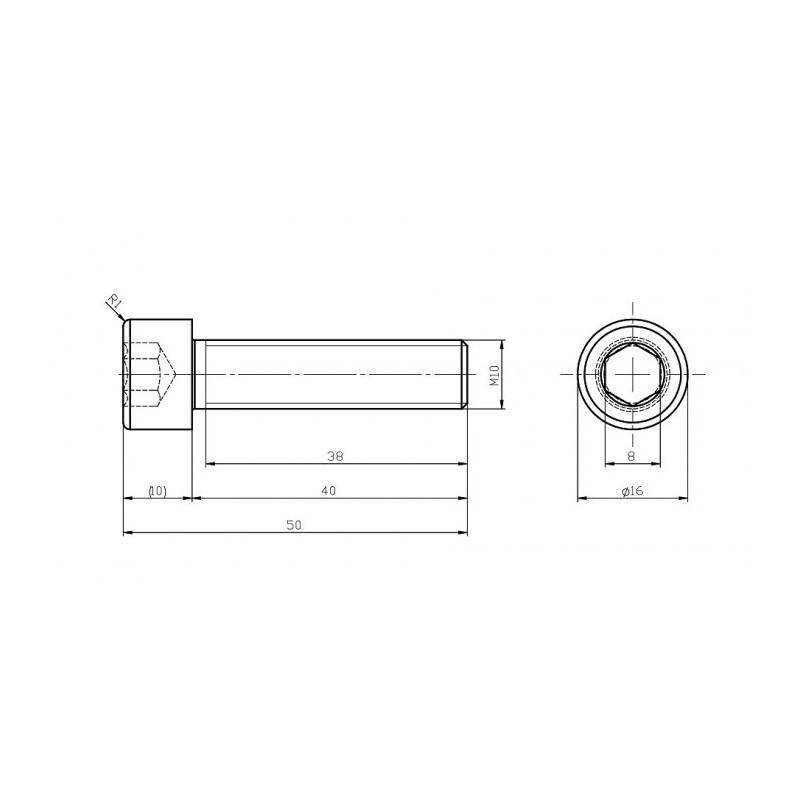 Șurub din oțel inoxidabil M10x40 / inbus