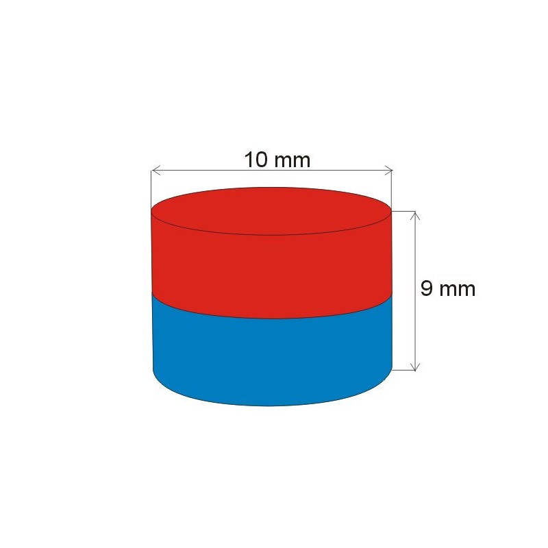Magnet neodim cilindru cu diam.10x9 N 80 °C, VMM4-N30