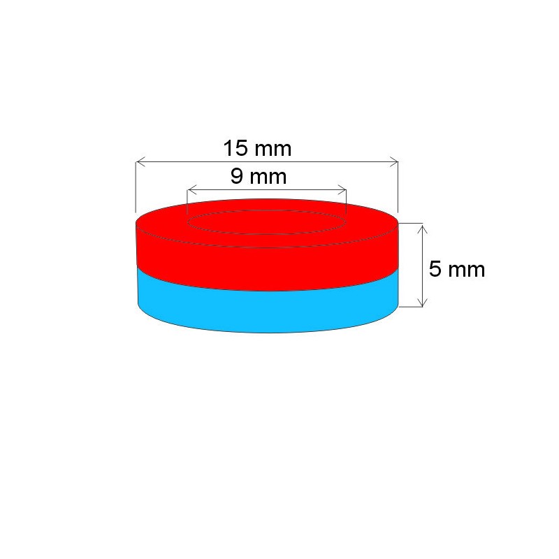 Magnet neodim inel cu diam.15x diam.9x5 Z 80 °C, VMM4-N35