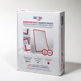 Buzunar magnetic A4 cu chenar roșu - set 20 buc