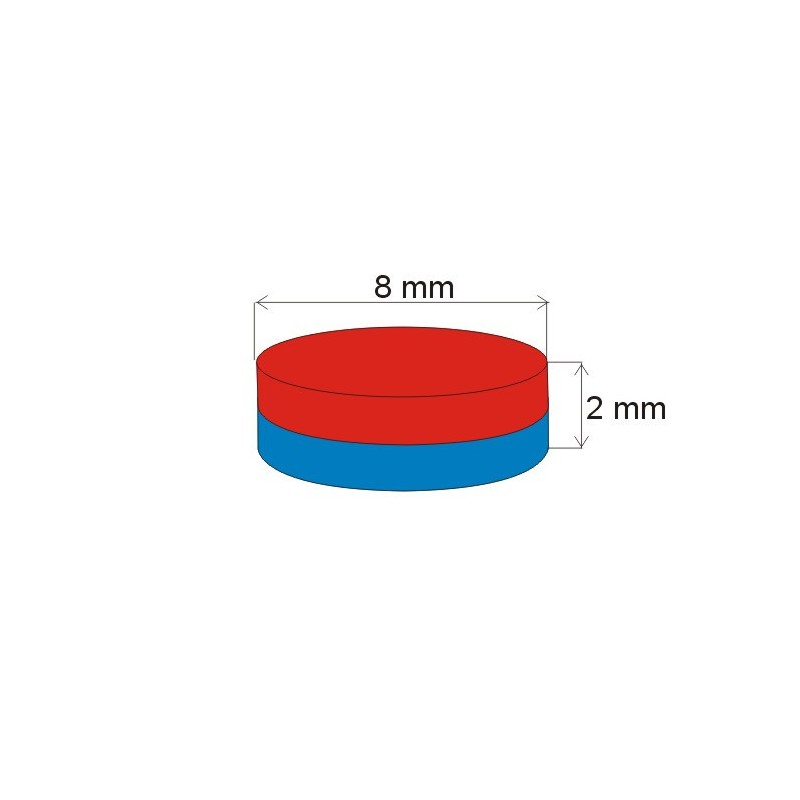 Magnet neodim cilindru cu diam.8x2 N 80 °C, VMM4-N30