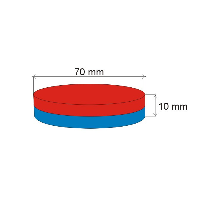 Magnet neodim cilindru cu diam.70x10 N 80 °C, VMM7-N38