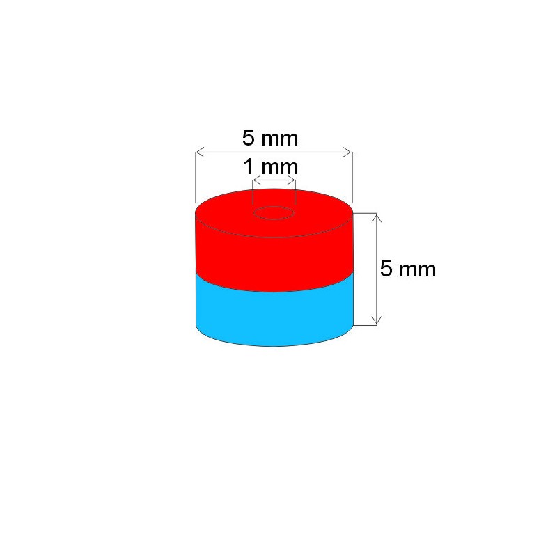 Magnet neodim inel cu diam.5x diam.1x5 Z 80 °C, VMM4-N30