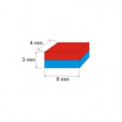 Magnet neodim bloc 8x4x3 N 80 °C, VMM8-N45