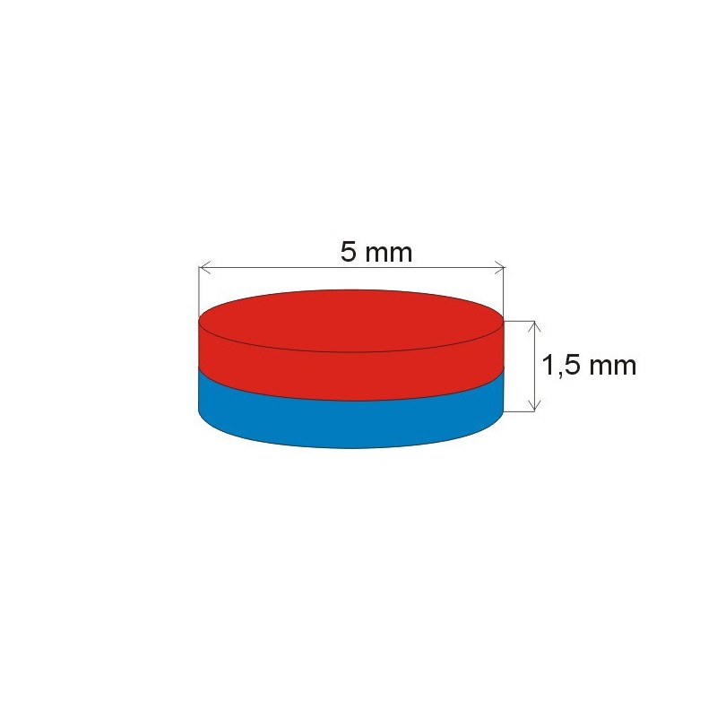 Magnet neodim cilindru cu diam.5x1,5 Z 80 °C, VMM4-N30