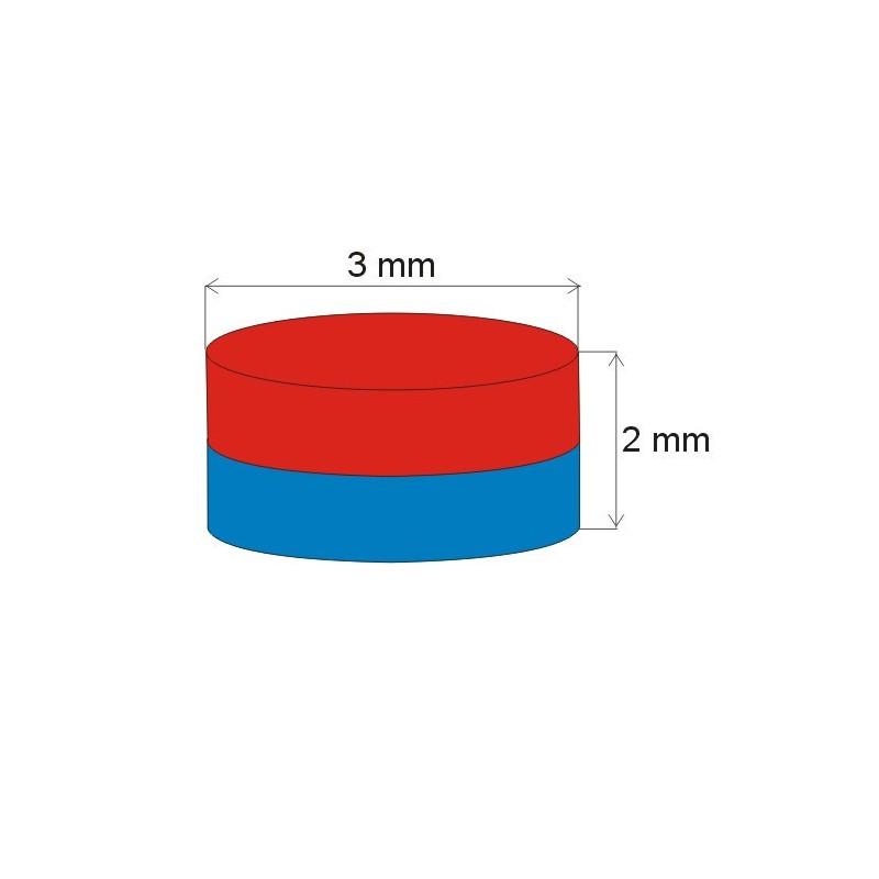 Magnet neodim cilindru cu diam.3x2 N 80 °C, VMM4-N30 - set 50 buc