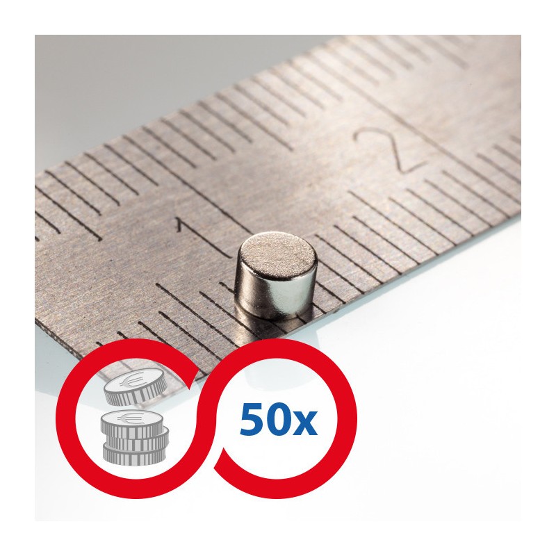 Magnet neodim cilindru cu diam.3x2 N 80 °C, VMM4-N30 - set 50 buc