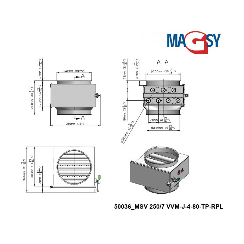 Separator magnetic cu grile MSV 250/7 VVM-J-4-80-TP-RPL