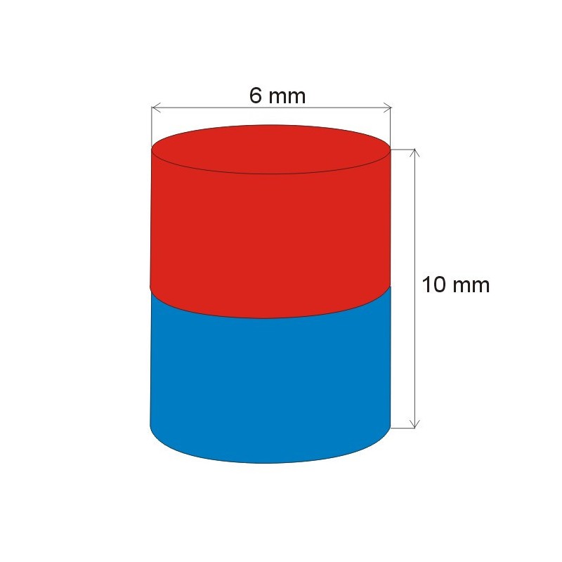Magnet neodim cilindru cu diam.6x10 N 120 °C, VMM1H-N27H