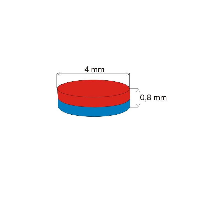 Magnet neodim cilindru cu diam.4x0,8 N 80 °C, VMM4-N30