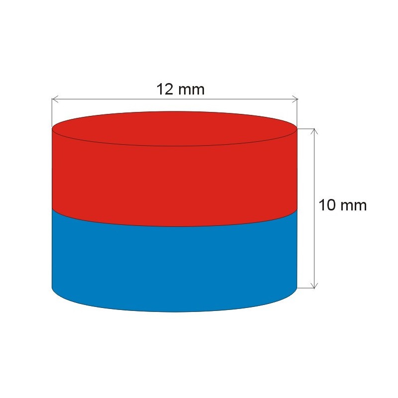 Magnet neodim cilindru cu diam.12x10 N 80 °C, VMM4-N35