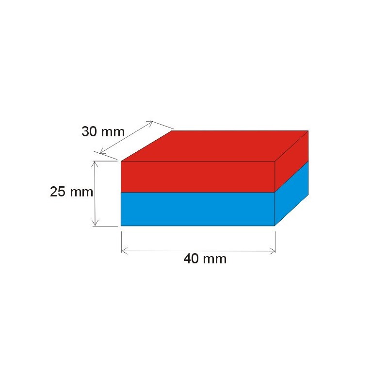 Magnet neodim bloc 40x30x25 N 80 °C, VMM10