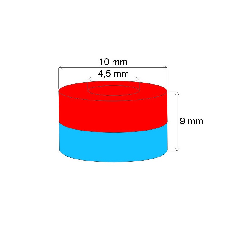 Magnet neodim inel cu diam.10x diam.4,5x9 N 200°C, VMM1EH-N25EH