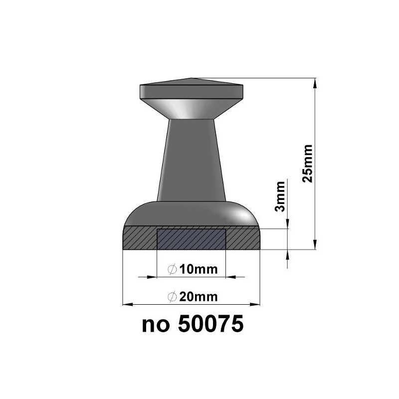Magnet în carcasă metalică argintie