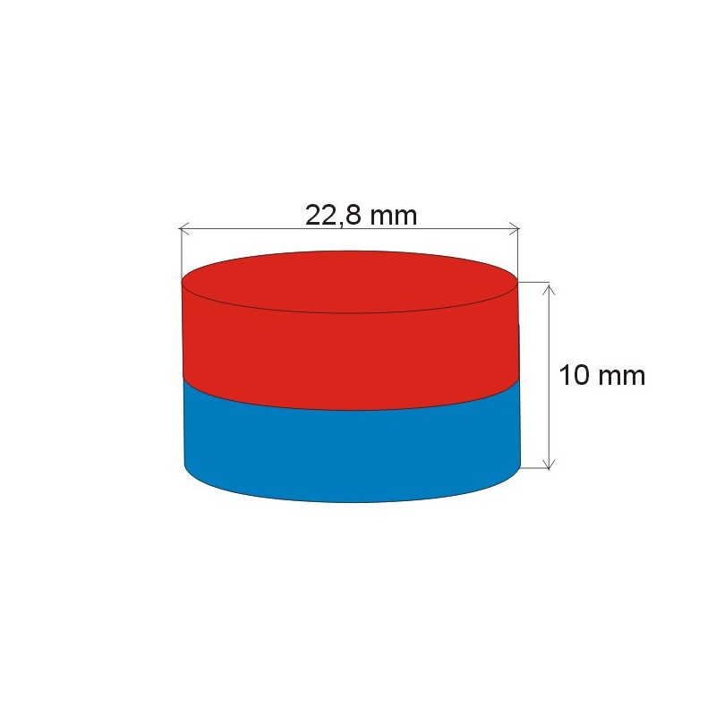 Magnet neodim cilindru cu diam.22,8x10 N 80 °C, VMM5