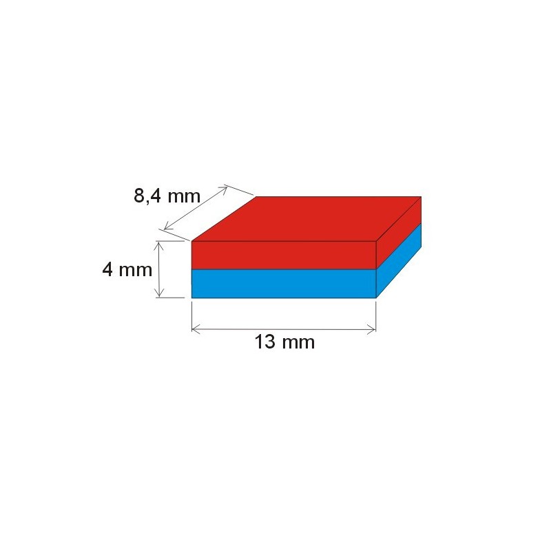 Magnet neodim bloc 13x8,4x4 N 80 °C, VMM5-N38