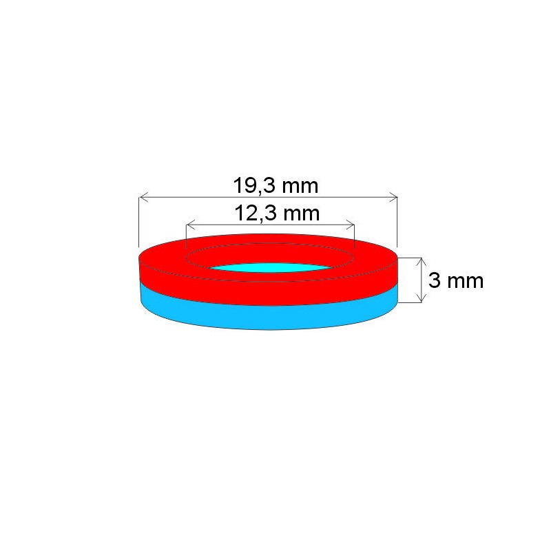 Magnet neodim inel cu diam.19,3x12,3x3 N 150 °C, VMM4SH-N35SH